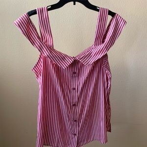 NWT NY&Company Red/White Striped Blouse